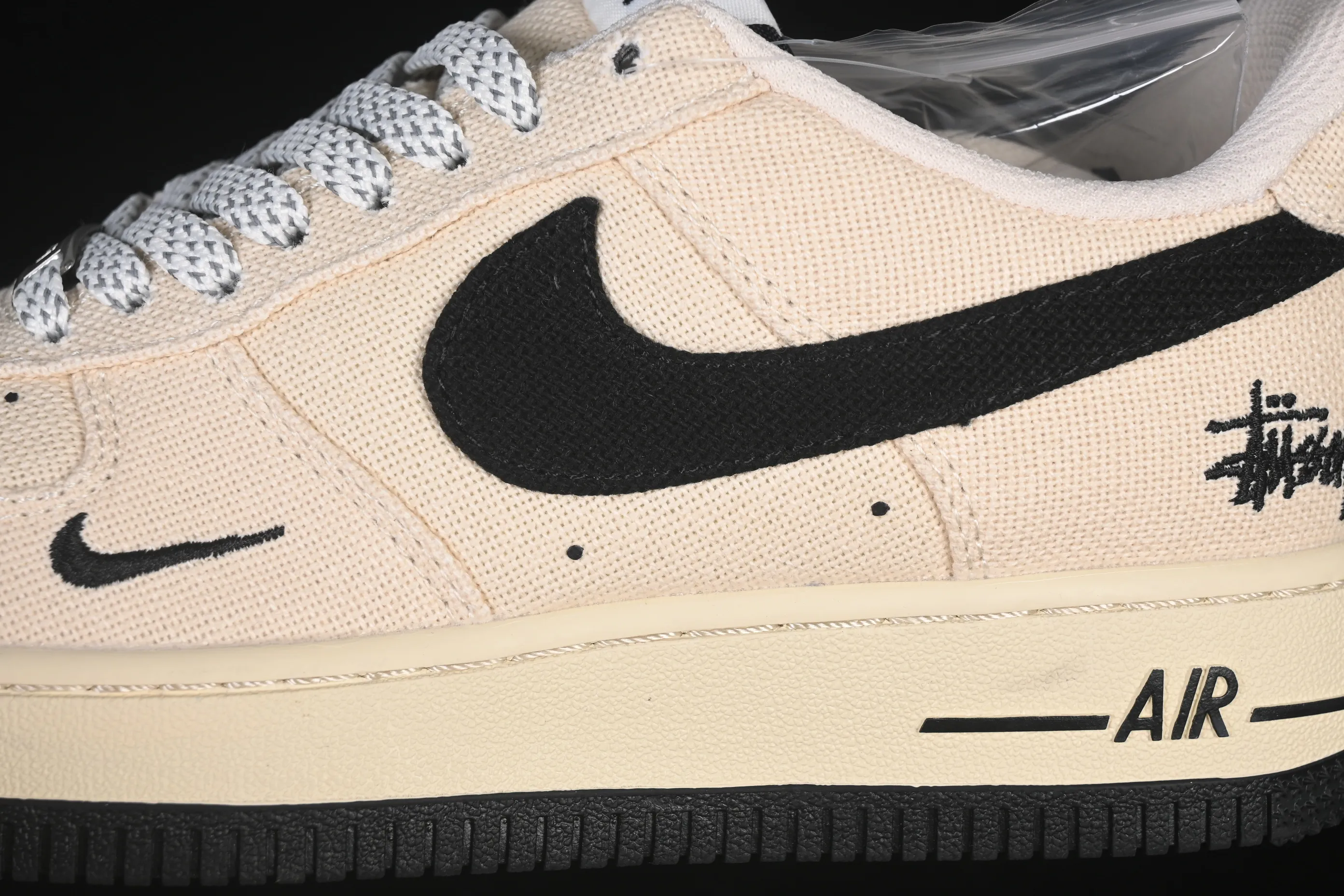 All categories Nk Air Force 1 Air Force series Nk Air Force 1 Low Air Force low-top Nike Air Force 1'07 Low Stusi co-branded beige canvas Air Force 1 low-top casual sneakers XX3168-155